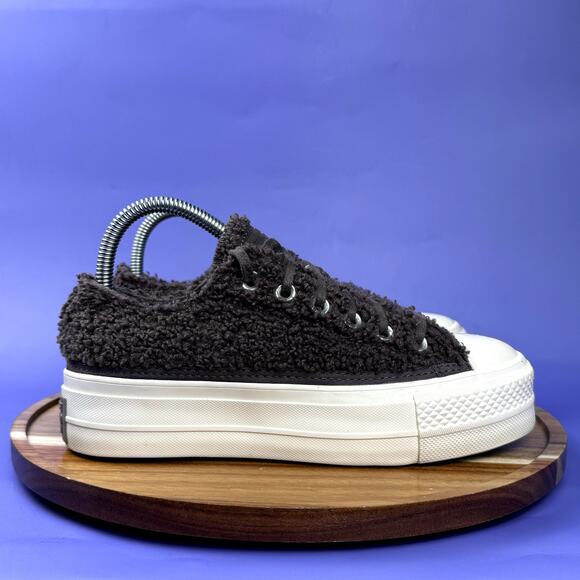 Converse Black Fuzzy Platform Sneakers - Picture 3 of 8